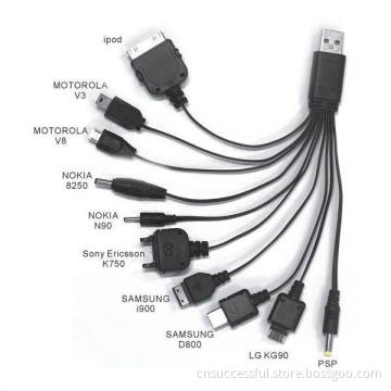 10 in 1 Cable for iPhone4s/Samsung/HTC/Blackberry (BD-CB19)